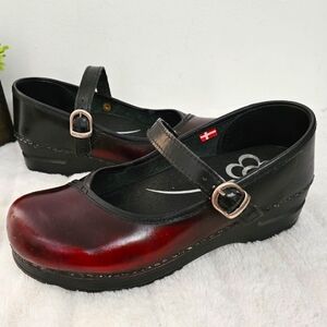 Sanita Black and Burgundy Mary Jane Mules